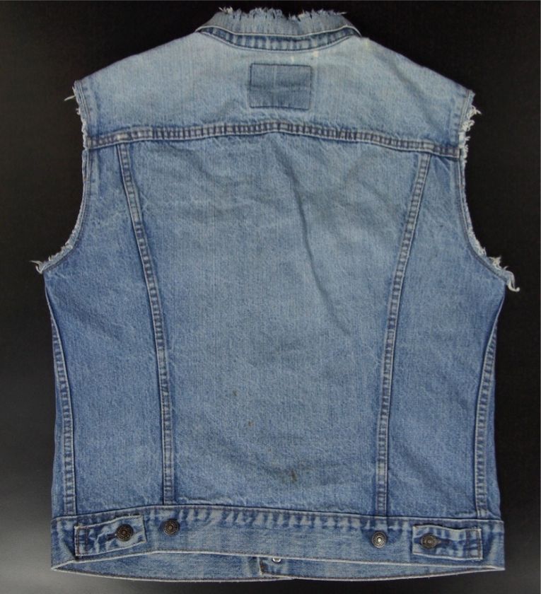 Vtg Levis Men 40 M Jean Vest Blue Denim Jacket Sleeveless Punk Hipster 