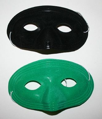 Flocked Plastic Domino Eyemask  Plastic with felt flocking finish.