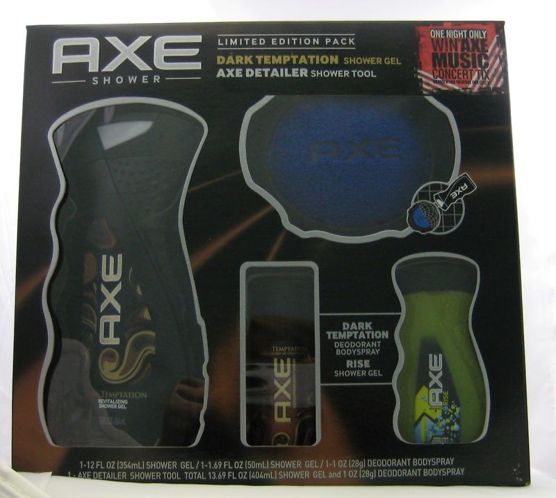 AXE DARK TEMPTATION GIFT PACK SHOWER GEL SPRAY TOOL 4PC  