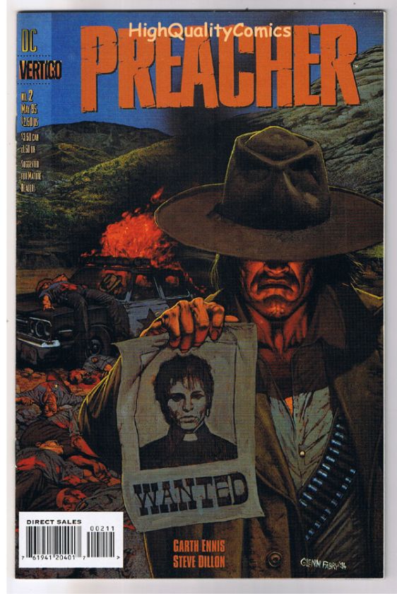 PREACHER #2, Garth Ennis,Glenn Fabry,Vertigo,1995, NM+  