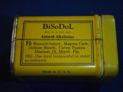 OLD BiSoDoL Antacid TIN CONTAINER Professional Sample  