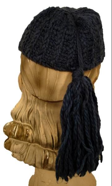 Vintage Knitted Sapphire Blue Hat W/Tassel 1930’S  