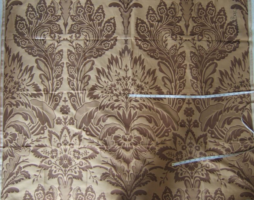 LORENZO RUBELLI SILK DAMASK CHOCOLATE&GOLD ITALY 10YD  