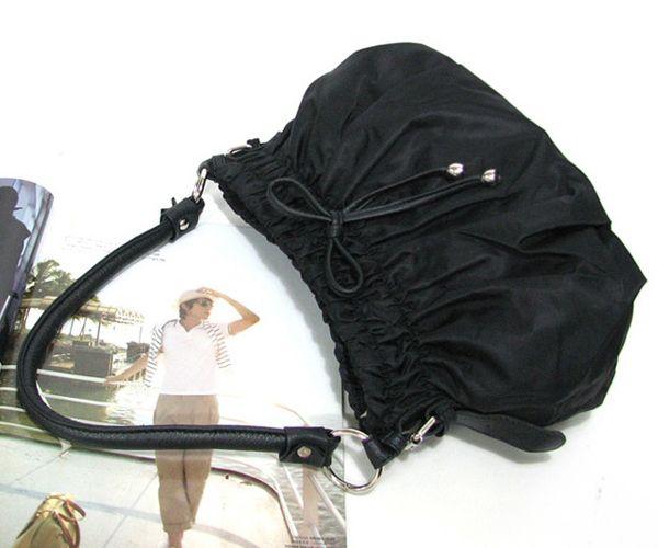 Womens Leather Ribbon Duffle Shoulder Bag FF093  