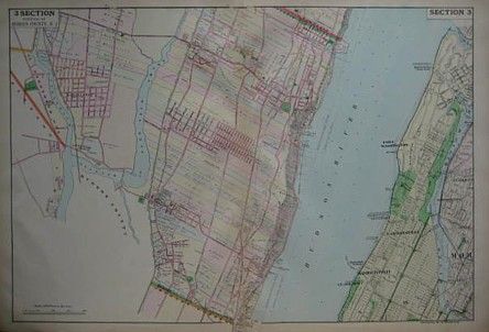 1891 Beers Hudson River Map BERGEN COUNTY NJ MANHATTAN  