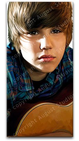 JUSTIN BIEBER Original Rare CANVAS PAINTING 36x 18  