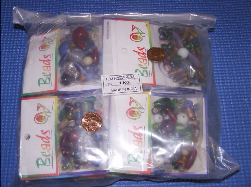 KILO 2.2 LBS MIX SHAPES & SIZES GLASS BEADS (BD 334)  