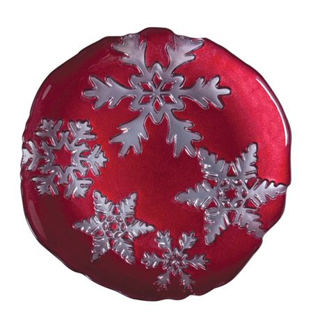 Vietri Snowflake Red Salad Plate SNO 5201R  