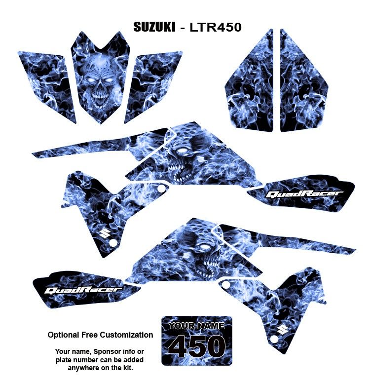 SUZUKI LTR 450 ATV Quad Graphic Decal Kit Blue Zombie  