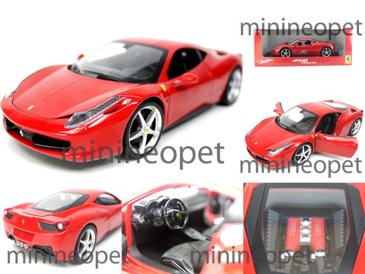 HOT WHEELS 2011 11 FERRARI 458 ITALIA 1/18 DIECAST RED  