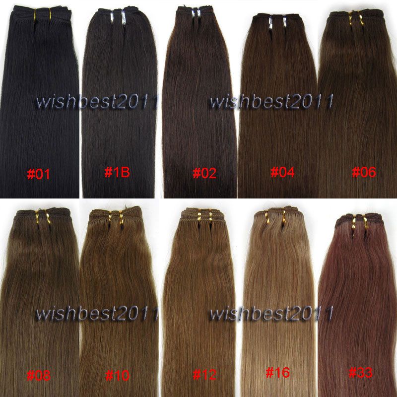   20Long Weft INDIAN REMY Human Hair Straight Extensions&10 colors,New
