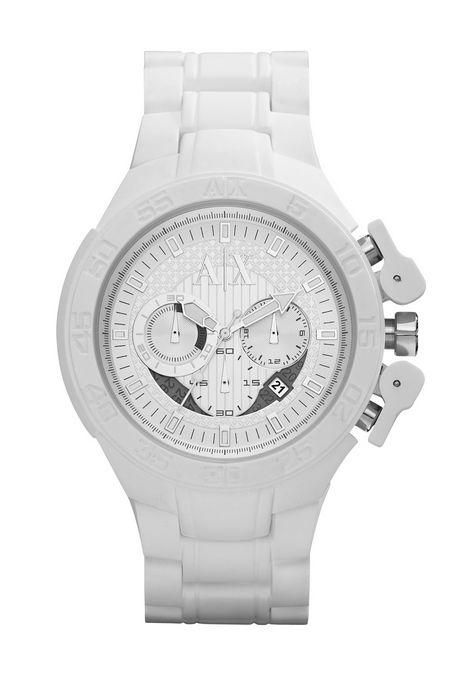 NEW AX Armani Exchange Chronograph white rubber AX1190 Mens watch 