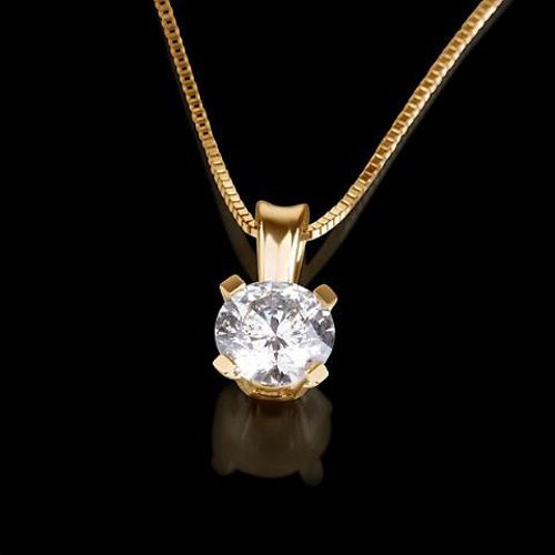 ct Round Diamond Solitaire Pendant 14k Yellow Gold  