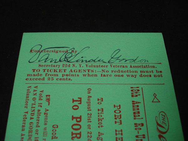 22ND NEW YORK ASSOC REUNION TRAIN TICKETS GAR  