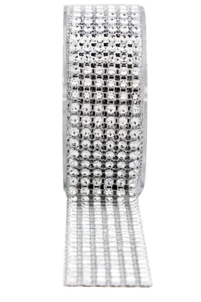 Rhinestone Ribbon (1.5 x 2Y) 6 Rows 4mm Diamond (3 Spools)  