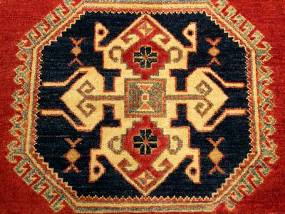 Beautiful Handmade Vegetable Dye Hand Spun Wool Afghan Kazak Rug 