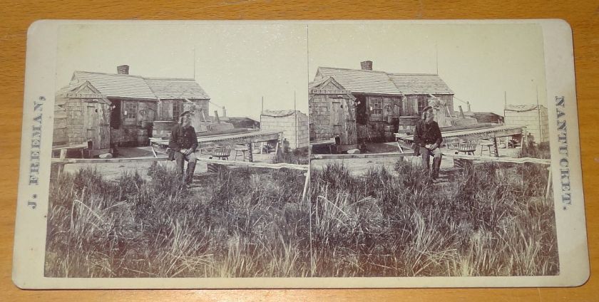 Nantucket Stereoview Hermit Fred Parker J Freeman Shack Massachusetts 