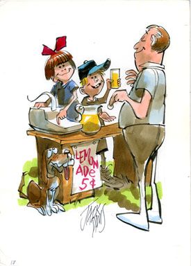 JACK DAVIS   LEMONADE STAND ILLUSTRATION ORIGINAL ART  