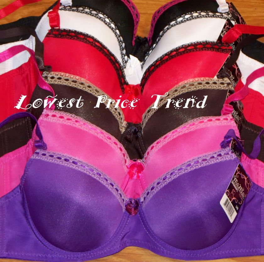 BRAS BR9666PL LOT LACE TRIM PADDED UNDERWIRE NEW 32B  