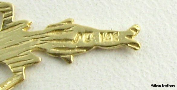 INDIAN PENDANT   Tribal Native American Figure Solid 14k Yellow Gold 