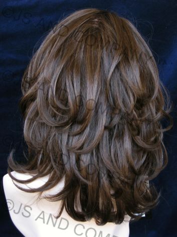 New FLOWING WAVY WIG w/ BANGS Medium BROWN TRMV 6  