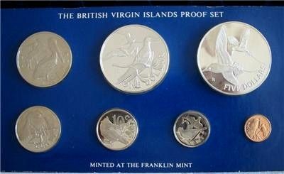 7pc 1982 BRITISH VIRGIN ISLANDS silver Proof set Birds  