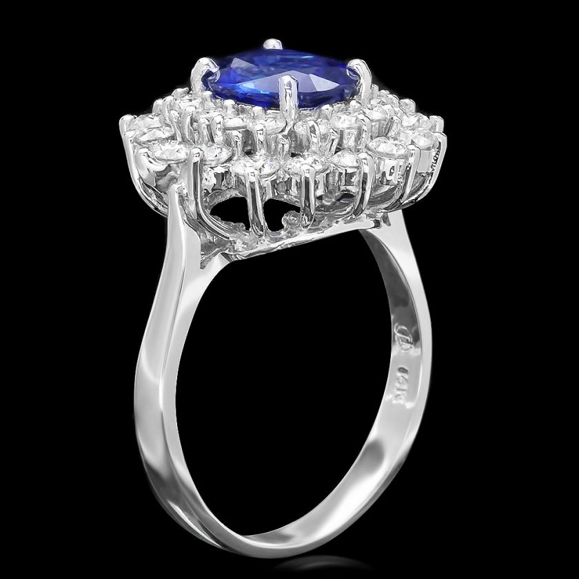 8800 CERTIFIED 14K WHITE GOLD 2.00CT SAPPHIRE 1.50CT DIAMOND RING 