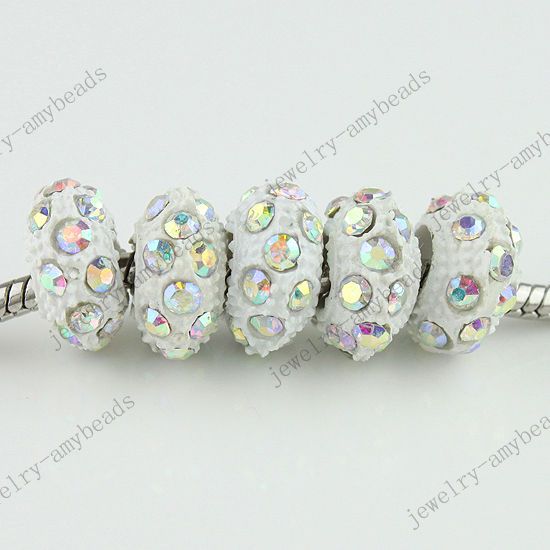 50X WHITE AB CRYSTAL RESIN BEADS FIT BRACELET WHOLESALE  