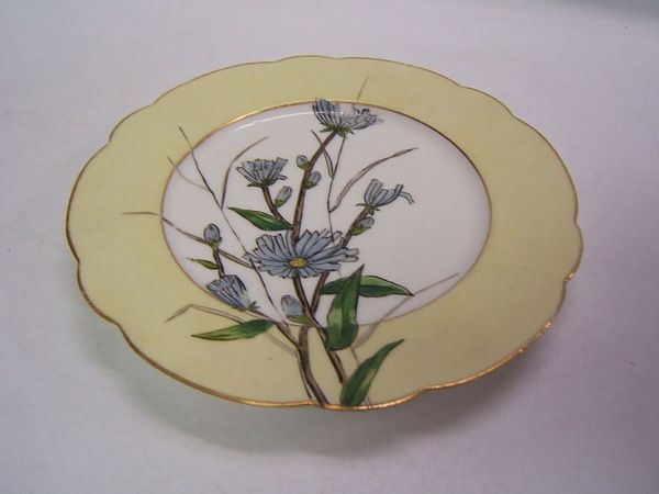Handpainted Floral China Plate Vintage 8 1/4 VGC  