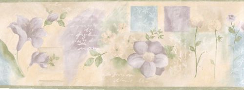 Soft Sage Mauve Flowers Sale$8 Wallpaper Border 696  