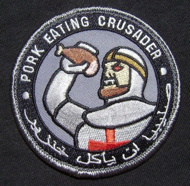 PORK EATING CRUSADER SWAT BLACK OPS MORALE VELCRO PATCH  