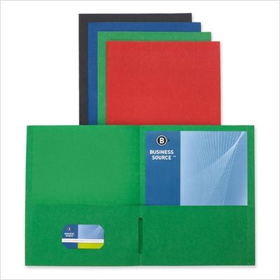 Business Source 2 Pocket Folders, 125 Sh. Cap., 11x8 .5, 25/BX 