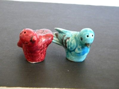 Vtg Salt Pepper Shakers Small Blue Red Birds Japan  