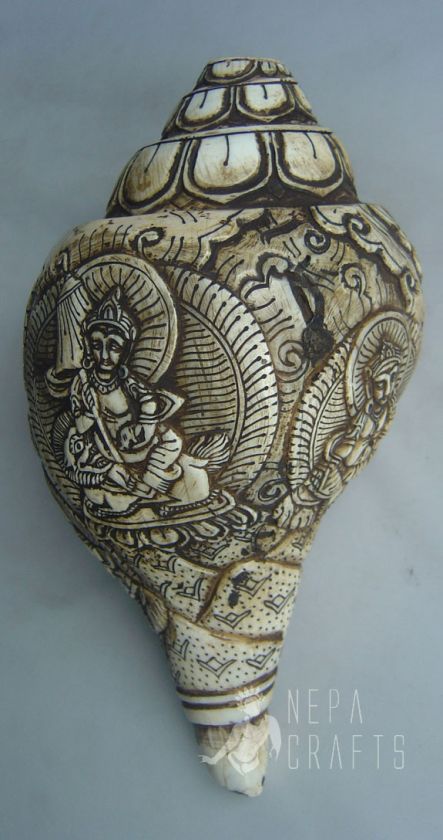 Kubera Handcarving Old Conch Shell Sankha For Wealth  