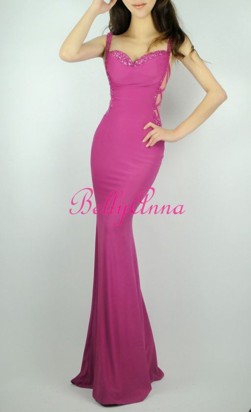 Sexy Low Cut See Through Side Evening Gown Prom Party Bridesmaid Maxi 