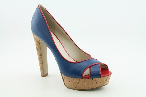 Nine West Colourcode Womens SZ 7.5 Blue Peep Toe Shoes  