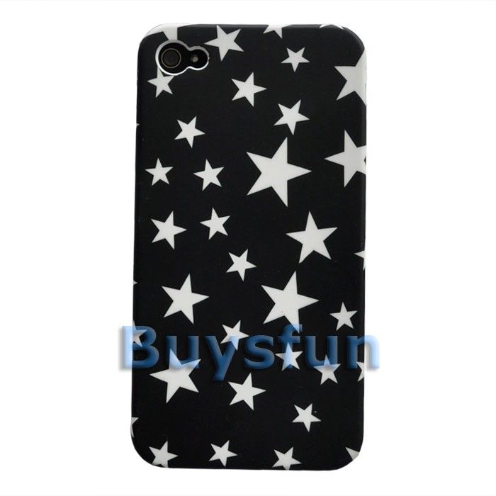 Black Stylish Star Hard Case Back Cover For iPhone 4 4G  