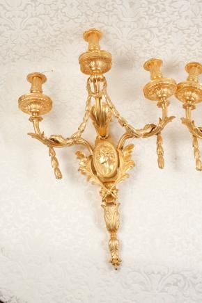 Pair Large French Regency Ormolu Sconces Wall Lights Appliques  