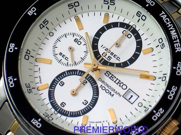 SEIKO ALFIE CHRONOGRAPH GD/SS 2 TONE WATCH 100M SND725  