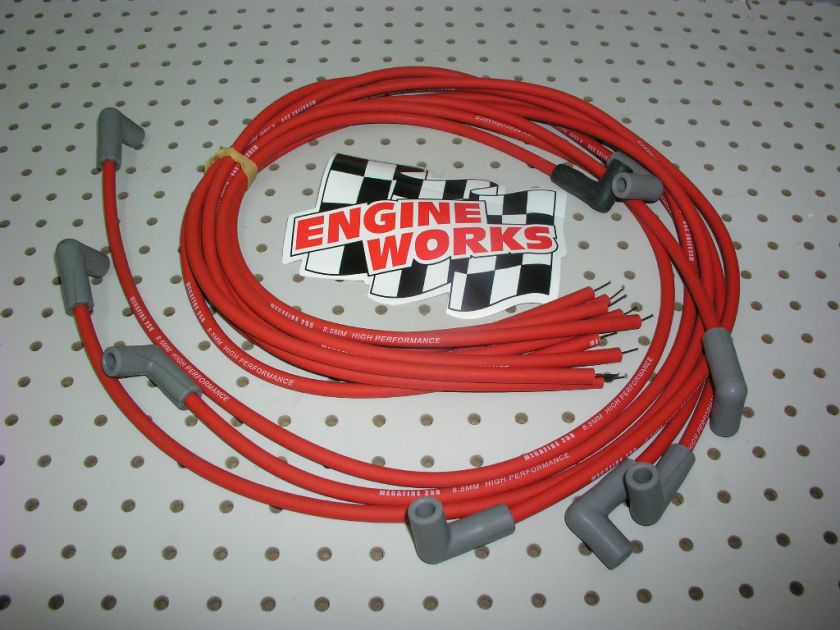 5mm MEGAFIRE SPARK PLUG WIRES 90 DEGREE BOOT RED  