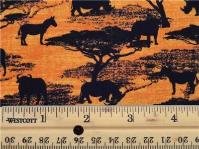 New African Serengeti Animals Sunset Trees Giraffe Zebra Fabri Quilt 