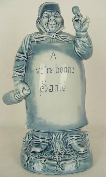 Schafer & Vater Blue Figural Flask Bottle Votre Bon San  