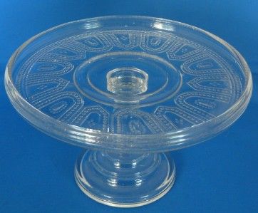 EAPG Burlington Glass Cake Stand Beaded Band Pattern  