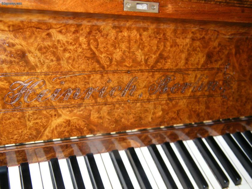 Antique ART Case Burr Walnut German Upright Piano JUST FRENCH 