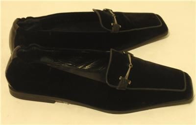 GUCCI Black Velvet Loafers W/Silver Hardware, 8  