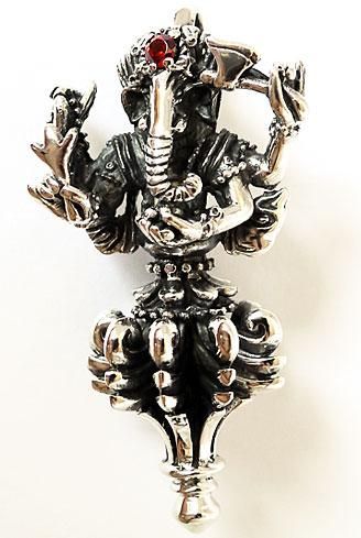 TIBET TIBETAN GANESH HINDU LORD STERLING SILVER PENDANT  