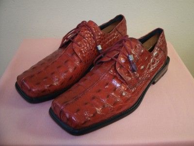 GIORGIO BRUTINI RED ALLIGATOR SKIN LEATHER DRESS SHOES SIZE 12 M MENS 