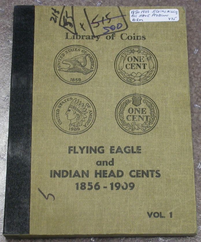 1856 1909 FLYING EAGLE & INDIAN HEAD CENT SET W/ LIBRARY OF COINS 