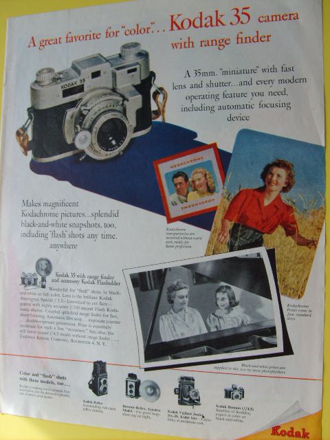 1940s PRINT VINTAGE AD KODAK 35 CAMERA RANGE FINDER  