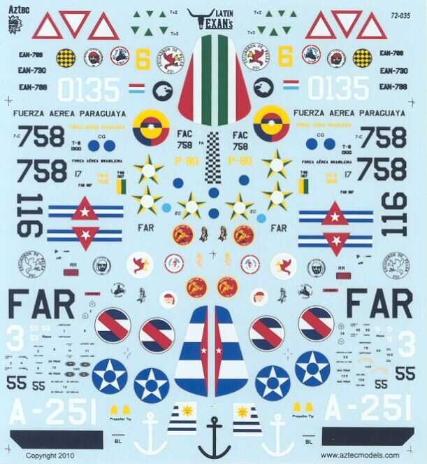 Aztec Decals 1/72 AT 6 TEXAN LATIN AMERICAN SERVICE  